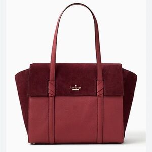 Kate Spade Suede Leather Daniels Drive Abigail Satchel Burgundy